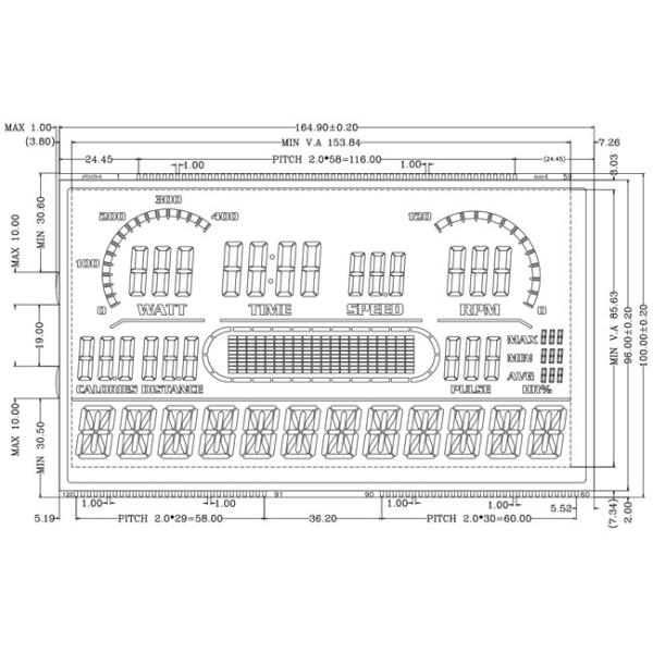 VATN Monochrome LCD показывают 5V для экрана спидометра переднего