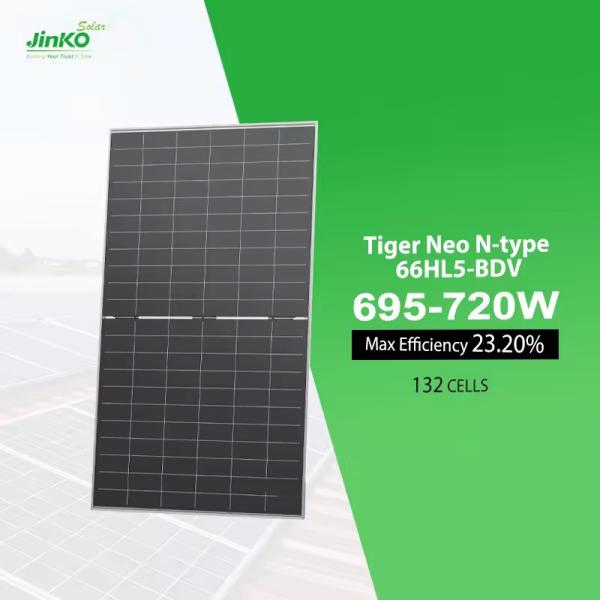 Джинко 695W 700W 705W 710W 715W Двойные стеклянные солнечные панели с теплоукрепленным стеклом