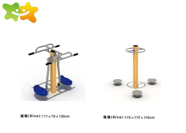 High Density PE Park Workout Equipment , Public Park Exercise Equipment Steel Tube