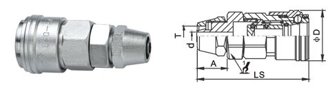1/8 -1/2 Inch Pneumatic Quick Disconnect Couplings , LSQ-AA Pneumatic Connectors
