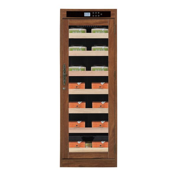 Solid Wood Cigar Cooler Humidifier with Smart Digital Control Panel and Adjustable Shelves