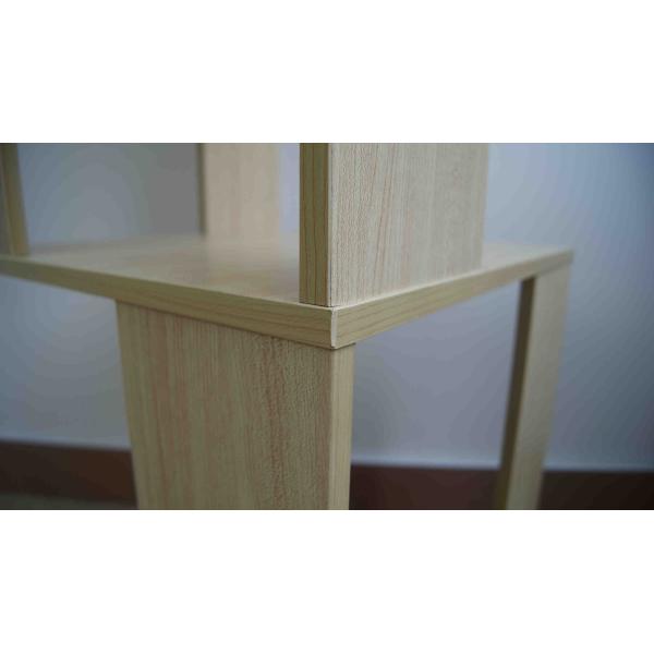 Economic Home Wooden Book Rack Three Panels Hollow Design With 4 Wheels