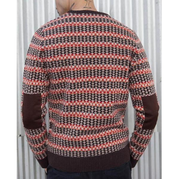 100 % Lambswool Jacquard Knit Sweater Fair Isle Floating For Male Striped