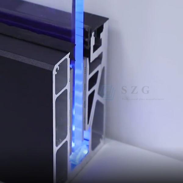 12mm Staircase Frameless Glass Balcony Railing U Channel With LED Light
