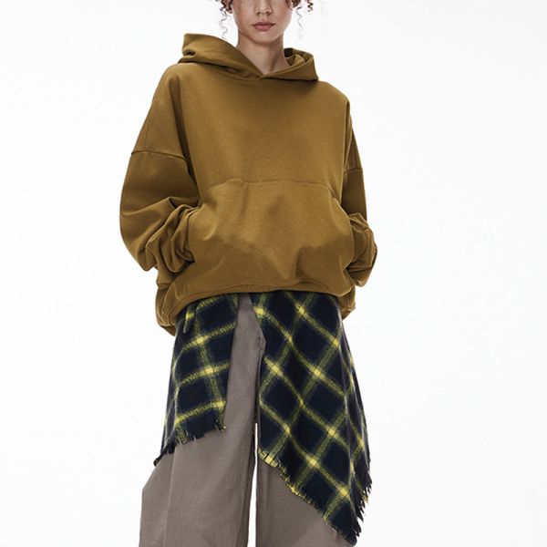 Boxy Cropped Hoodie, 380G Loose Fit Men’s Long Sleeve Hooded Sweatshirt with Pockets | OEM & ODM Supported, Custom Logo, Fabric & Color Available
