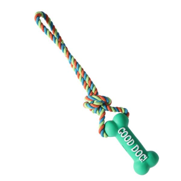 Любимец прорезывания зубов косточки природного каучука жует игрушки с веревочкой белья хлопка