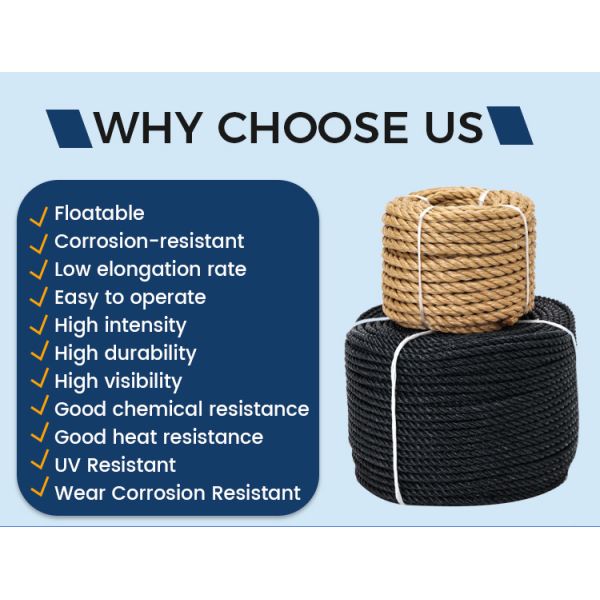 UV Resistant Floating 220m Length Polypropylene Rope - 3 Strand PP Split Film Rope for Marine and Construction