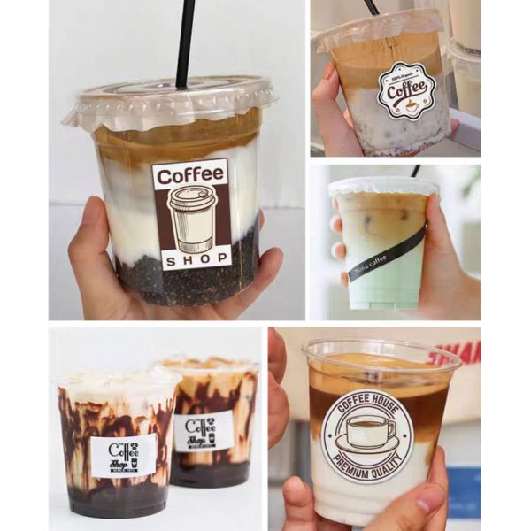 Die Cut Food Packaging Sticker for Coffee Paper Cup Logo Custom 60ml 80ml