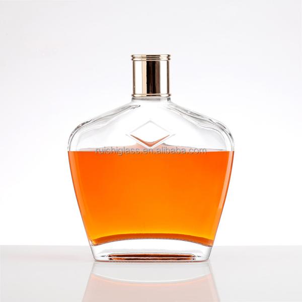 Garrafa de vidro de brandy de luxo personalizada com capacidade de 500 ml e material de vidro Super Flint