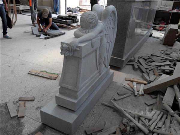 Granite hand carved weep angel statue memorial monuments