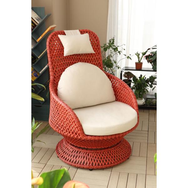 High Rebound Sponge Cushion Patio Rattan Rotating Wicker Chair For Entertaining