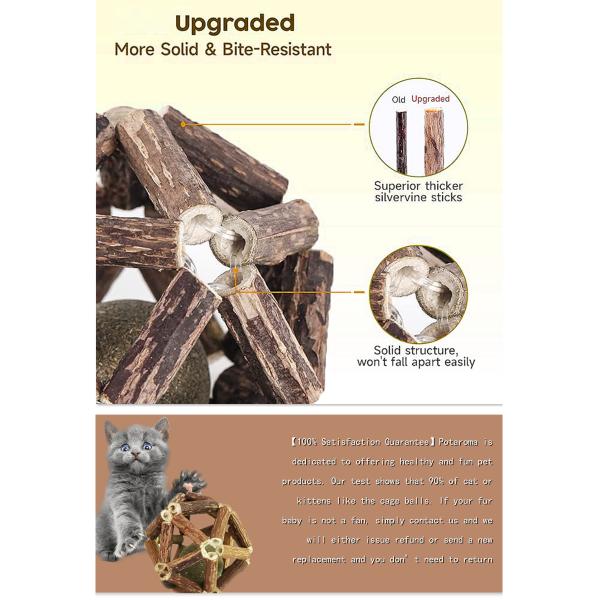 Silvervine Cat Toy for Self Play and Teeth Cleaning Made from Natural Polygonum Arboreum