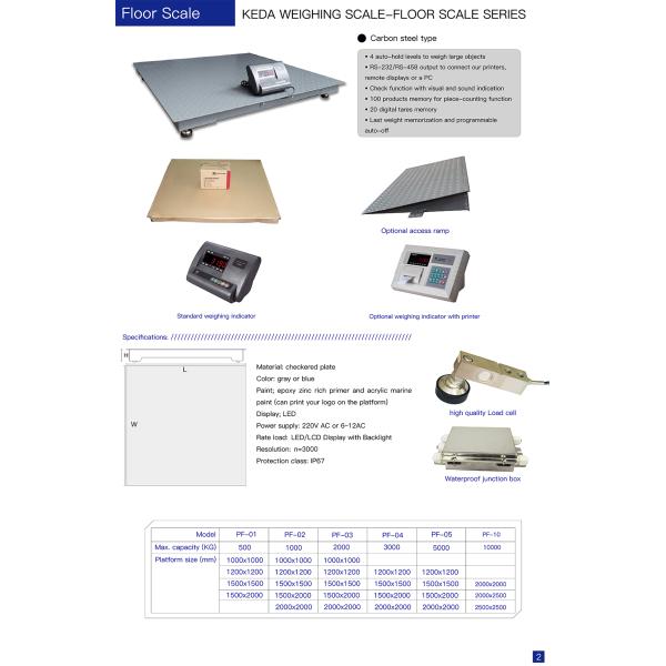 Industrial Waterproof Platform Weighing Scales 4 Load Cell Heavy Duty Floor Scale