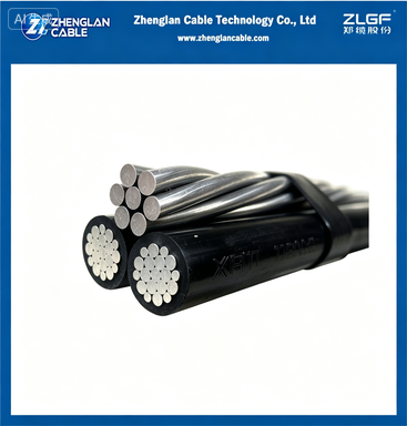 Overhead Insulated Cable 0.6/1kV Triplex Aluminum Conductor XLPE Insulated Phase Conductors and Bare AAAC Neutral Wire 2x1/0+1/0AWG