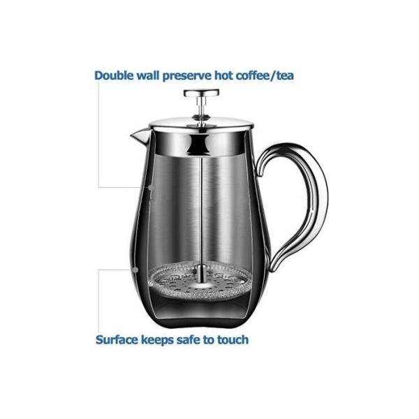 U-Bonds Ss304 8 Cup 1 Liter 34 Oz Coffee French Press Pot For Home Office 0.8mm French Coffee Pot