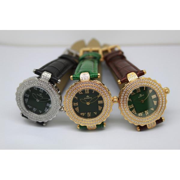 Gold Jade Watch Genuine Leather Band For Women Water Resistant