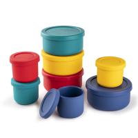 Caixa Bento de silicone para crianças Pequeninos Caixa de almoço de silicone de qualidade alimentar à prova de vazamento