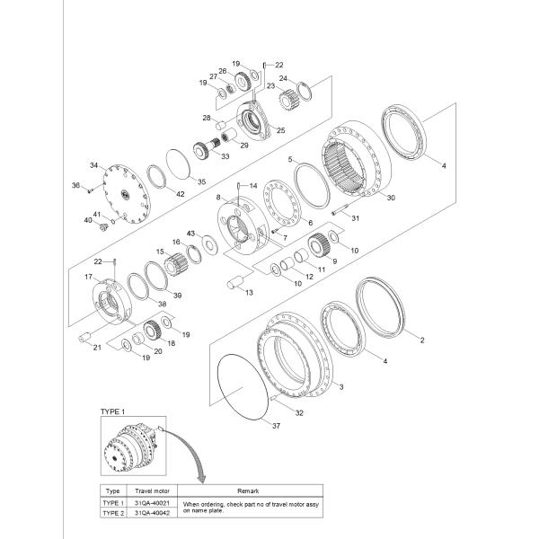 XKAY-01704 Hyundai Excavator Travel Gearbox R385-9 R360-9 R380-9