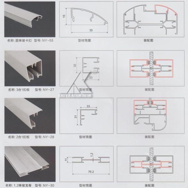 Mill Finished 6063 T5 Extrusion Aluminum Door Profiles For Partition Wall Office Room