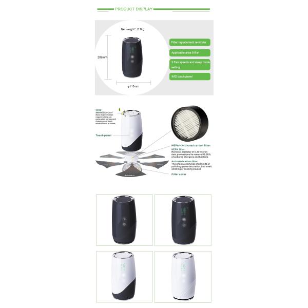 Очиститель 3 воздуха Hepa ABS настольный в 1 свете гостиничного номера 11in UVC