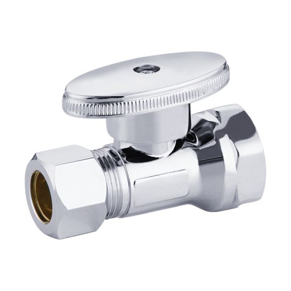 American Standard 90 Degree Angle Stop Valve Quarter Turn Brass Chrome Plated Angle Valve for Bathroom Toilet Sink Water Heater