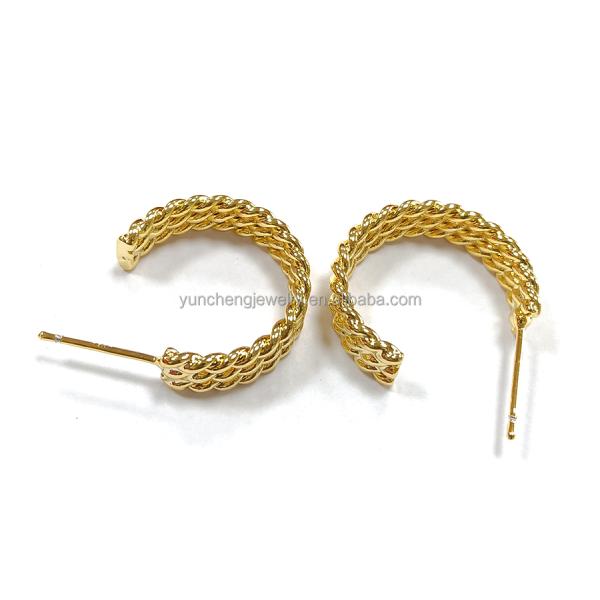 ODM Медное сплав Средние серьги 14k Золотые серьги Средние