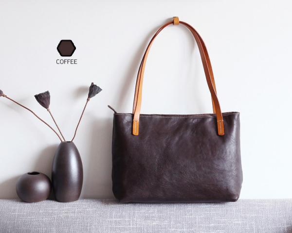 LH-63-5 Red Leather Tote Bag Panelled Womens Leather Handbags