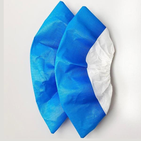 A metade impermeável revestiu sapata não tecida do filme do PE dos PP a meia cobre 15*40cm branco azul