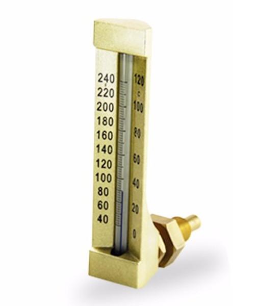 90 Degree Angle Glass Marine Thermometer Metal Case V Line Shape