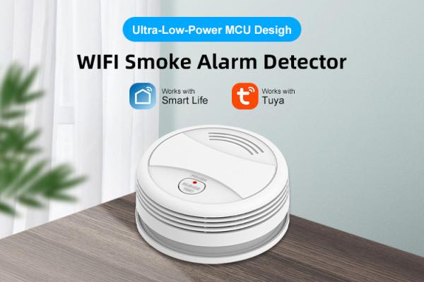 Smart Wifi Photoelectric Smoke Alarm With LCD Display 90 Decibel Low Power