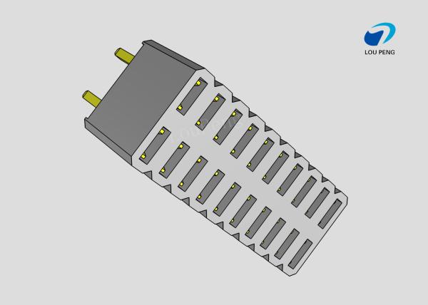 Female header, PCB Mount Receptacle, Vertical, Board-to-Board, 2x10Pin, 0.8mm Pitch, double row, Gold Flash, DIP, 180°