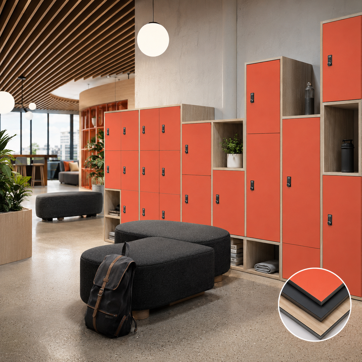 Custom HPL Compact Board Lockers | Waterproof Commercial Employee Storage