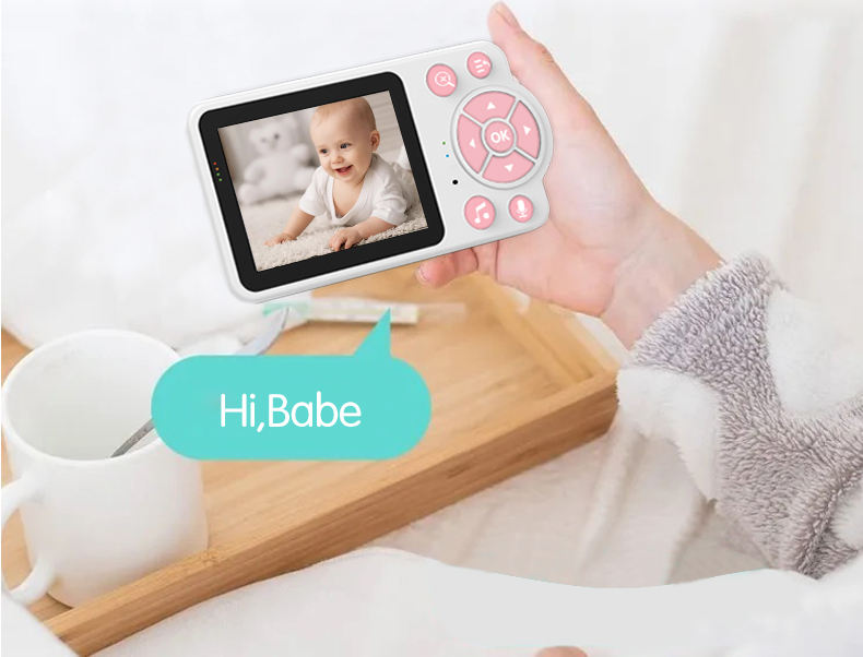 Smart Baby Pet Monitor With Camera and Audio  2.8 Inch Screen 4X Zoom Sleep Surveillance IR Night Vision Two-Way Audio(Pink)