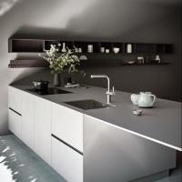 Estilo moderno completo y escritorios diseños gabinetes de cocina de laca para el apartamento