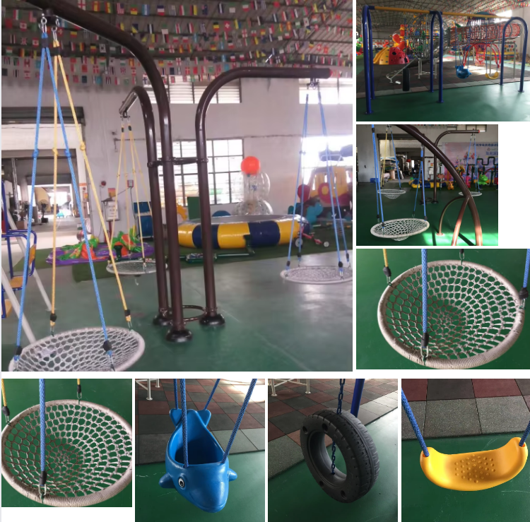 EU Standard Children Plastic Swing Slide Combo Colorful Playground Equipment