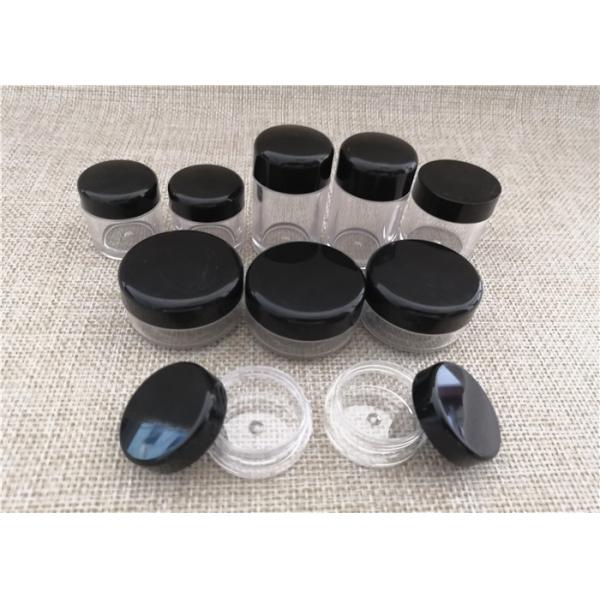 Empty Sealable Plastic Jars , Black Cap Small Plastic Makeup Containers
