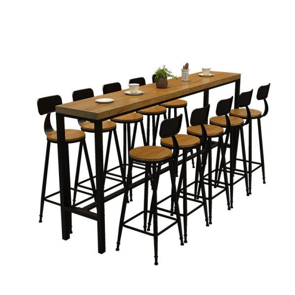 Modern Simple Design Wood Bar Chair Stools And Rectangle Table Set For Home Office