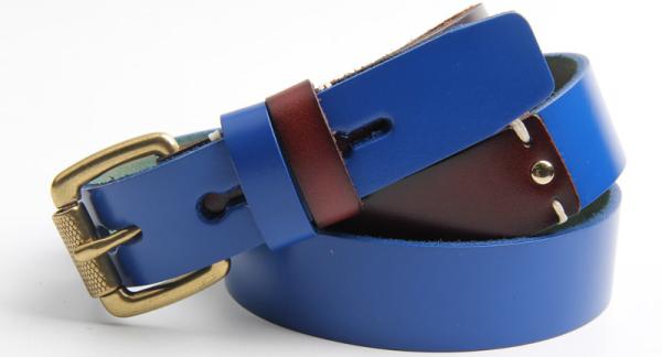 Kids  Mixed Color Genuine Leather Belt With Two Different Color Loops