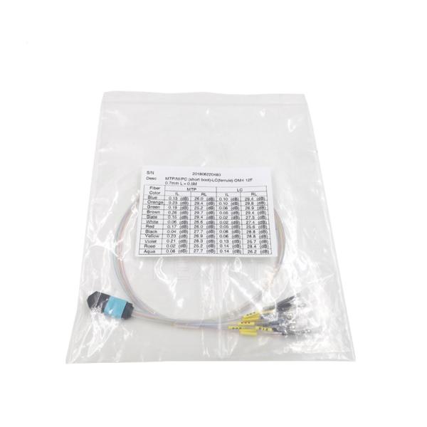 FTTH Multimode MTP LC Fiber Optic Patch Cable Ferrule OM3 OM4 12 Fibers 0.7mm 0.5m