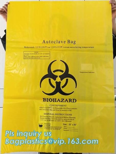 Biohazard disposable medical sterilization retort pouch bags hospital medical waste garbage biohazard bag, bagplastics