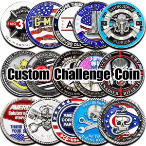Custom Zinc Alloy Challenge Coins with Antique Finish and Custom Logo for Souvenirs