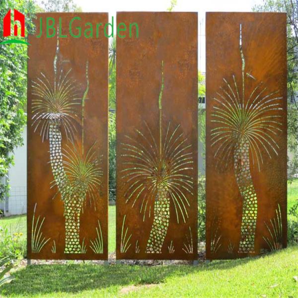 1/6 Laser Cut Yard Weathering Steel  Corten Metal Garden Screens 2mm Thickness
