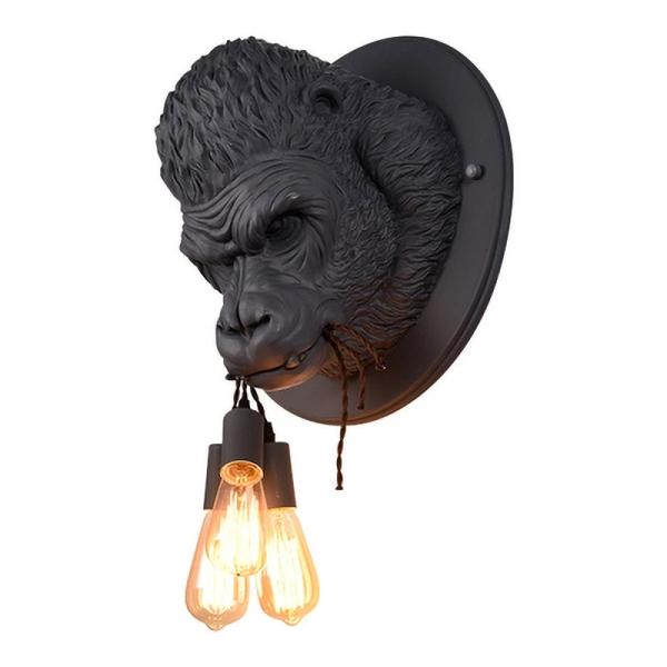 Loft Industrial Resin Wall Lamp Fixtures Art Decor Wall Mounted Gorilla Head Light (WH-VR-16)