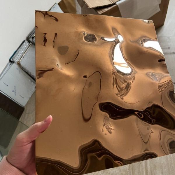 304 Stainless Steel Water Ripple Sheets Gold Pink Rose Gold Color For Decorative Materials