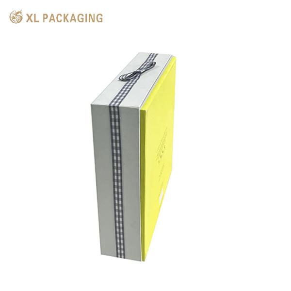 Factory Custom Two Pieces Rigid Window Gift Box Ribbon Bow, Custom Grey Flocked Blister Insert For Skincare Cosmetic Packaging
