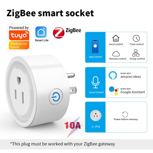 Compact Round ZigBee Smart Plug Devices Home Hub 53mm 100V