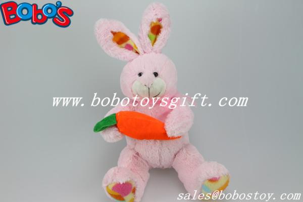 Easter Crafts Cuddle Pink Plush Bunny Toy With Carrot For Kids