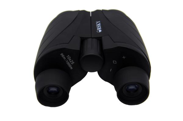 Folding 10x25 Black Compact Travel Binoculars Giving Great Viewing For Nature Lovers