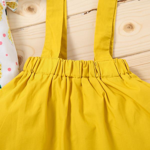 80cm Fruit Print Summer High Waist Suspender Skirt With Suspenders Attached