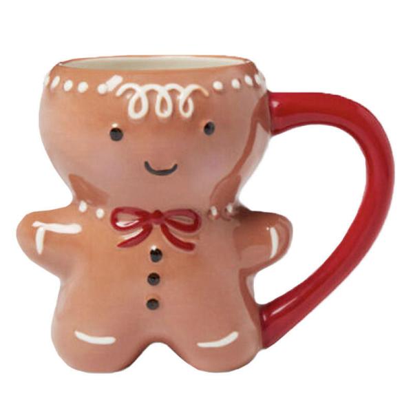 HANDGRIP 3D Cartoon 10OZ Cute Gifts Ceramic Gingerbread Man Coffee Mug for Christmas